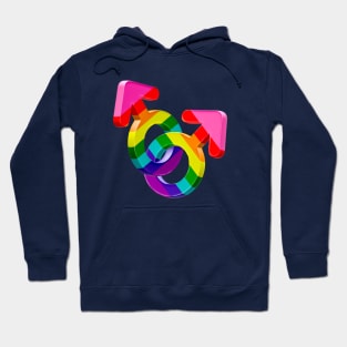 Gay couple symbol Heart in rainbow colors flag of LGBTQ Pride Hoodie